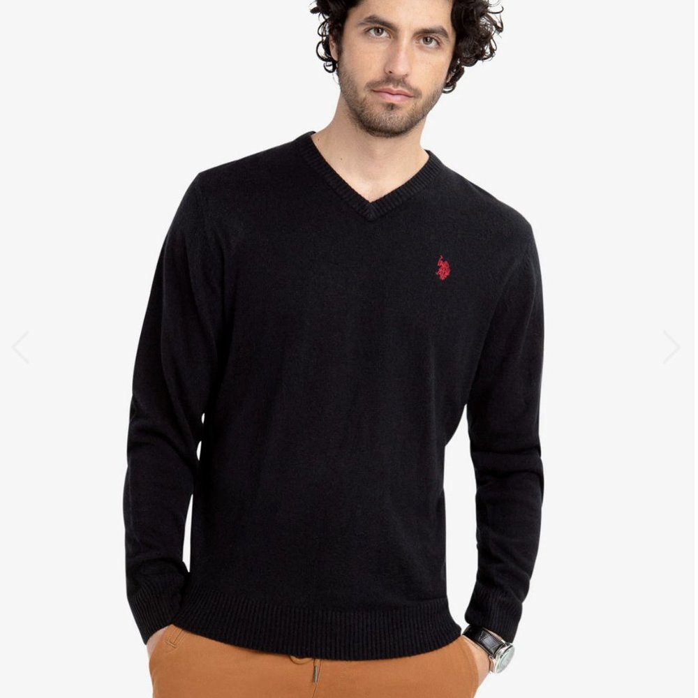 US Polo Assn Slim Fitted V-Neck Sweater Stretch